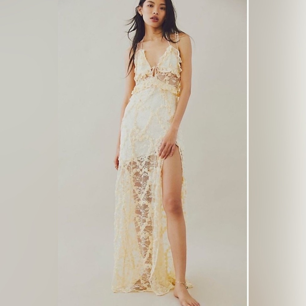 For Love And Lemons Cream Maxi Dress